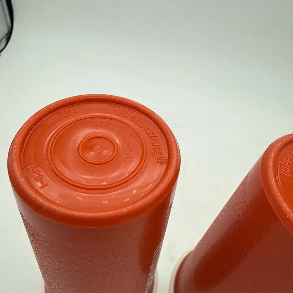 VTG 70’s Tupperware Catsup & Mustard Orange Containers W/ Pump And Lids